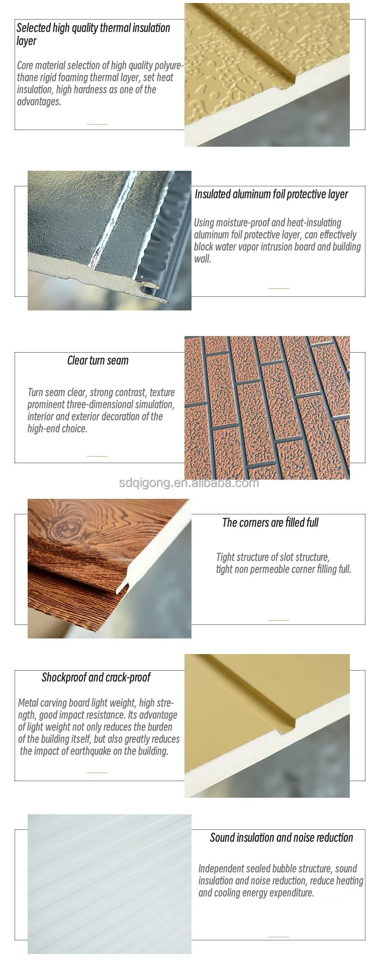 Lightweight 16mm Thickness Polyurethane Foam Sandwich Panel Exterior ...