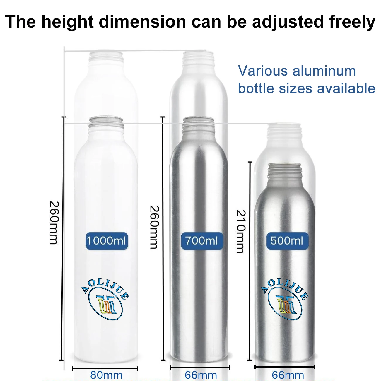 Recyclable Eco Friendly Round Leak Proof Aluminum Bottle 1l Beverage Screw Cap Empty Mineral Water Bottle 500ml