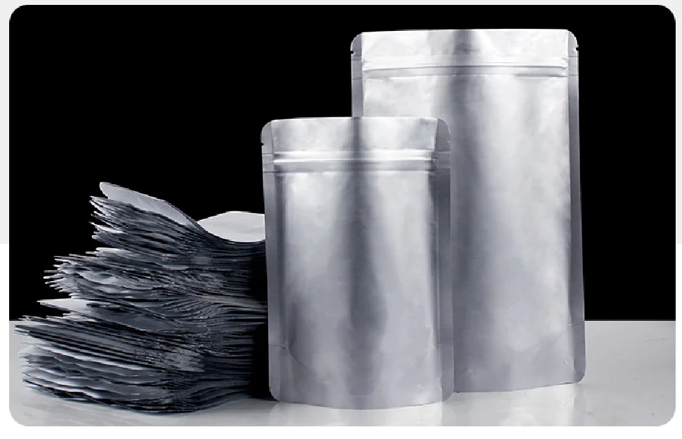 Thickened aluminum foil self-supporting bag, tin foil packaging bag, tea, cat and dog food self-supporting clip chain sealed bag
