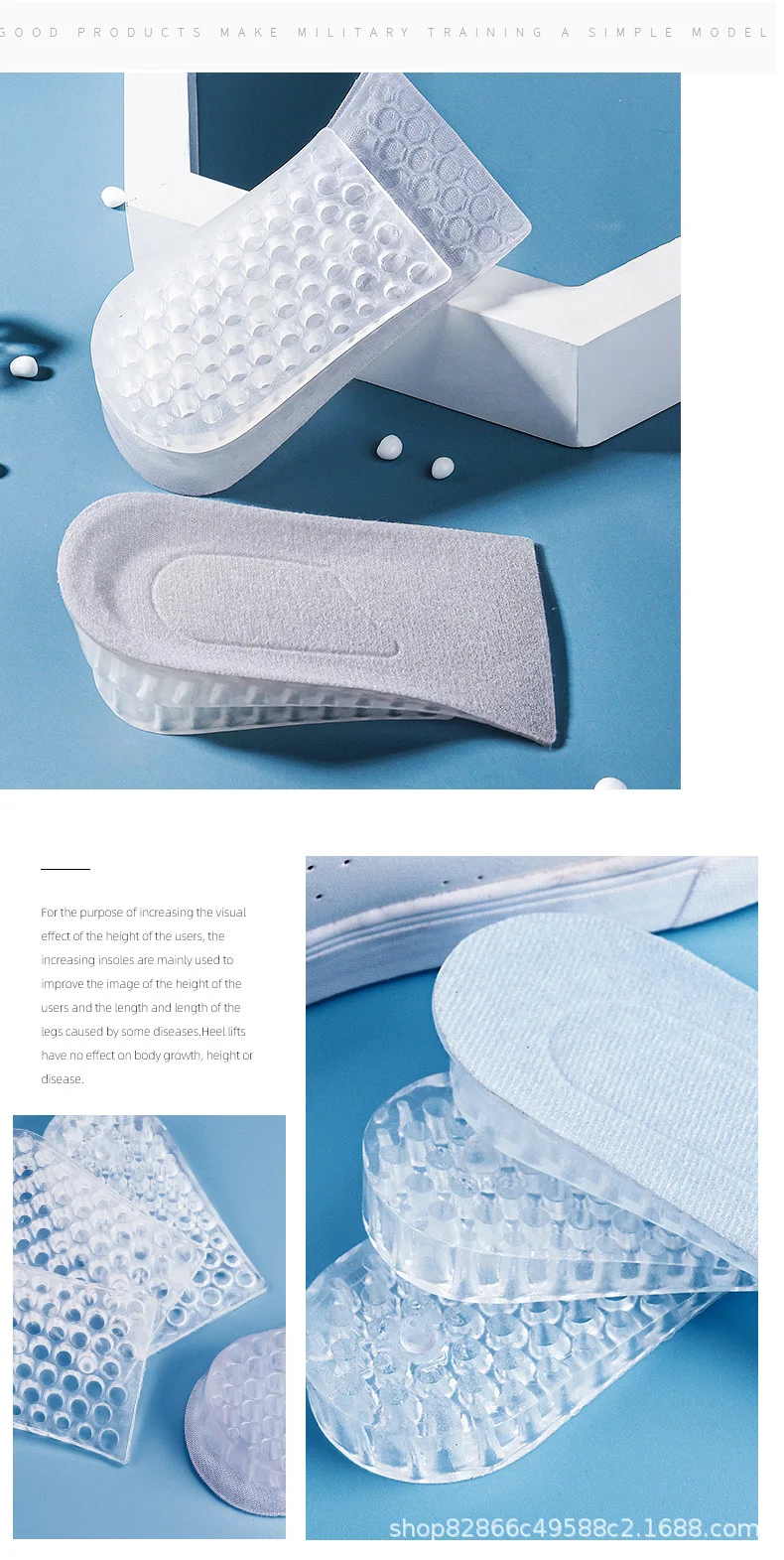 Silicone Height Increasing Insoles Invisible Half Shoe Pads