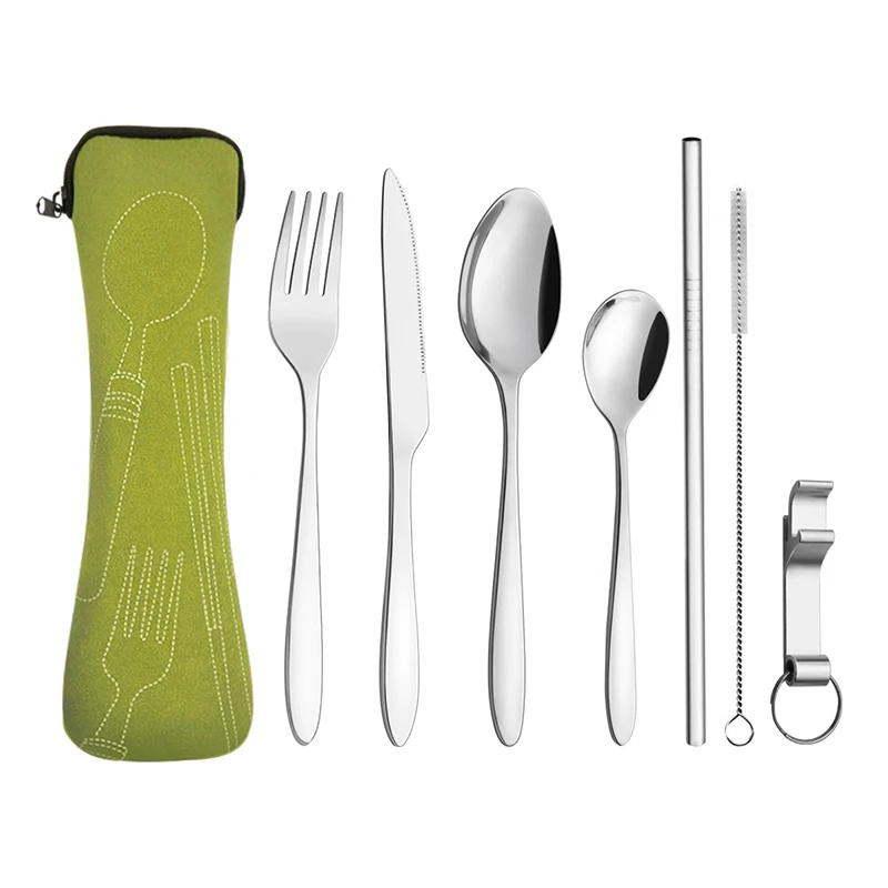 Нержавеющая сталь Палочки для еды Столовые приборы металлические соломы Чехол персонализированные столовый набор в дорогу для путешествий