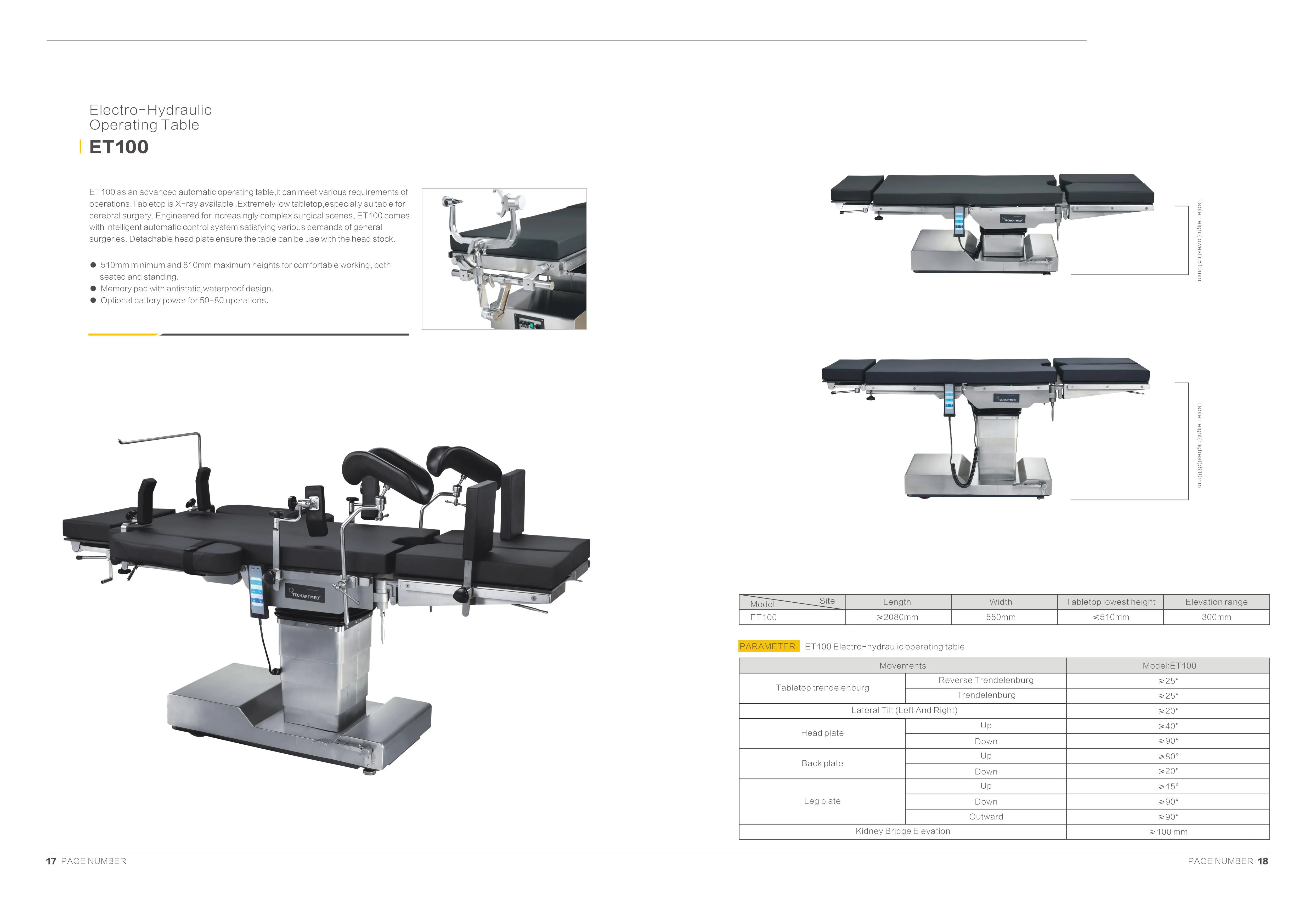 ET300C OR Electrical Operating Surgery Operation Surgical table factory