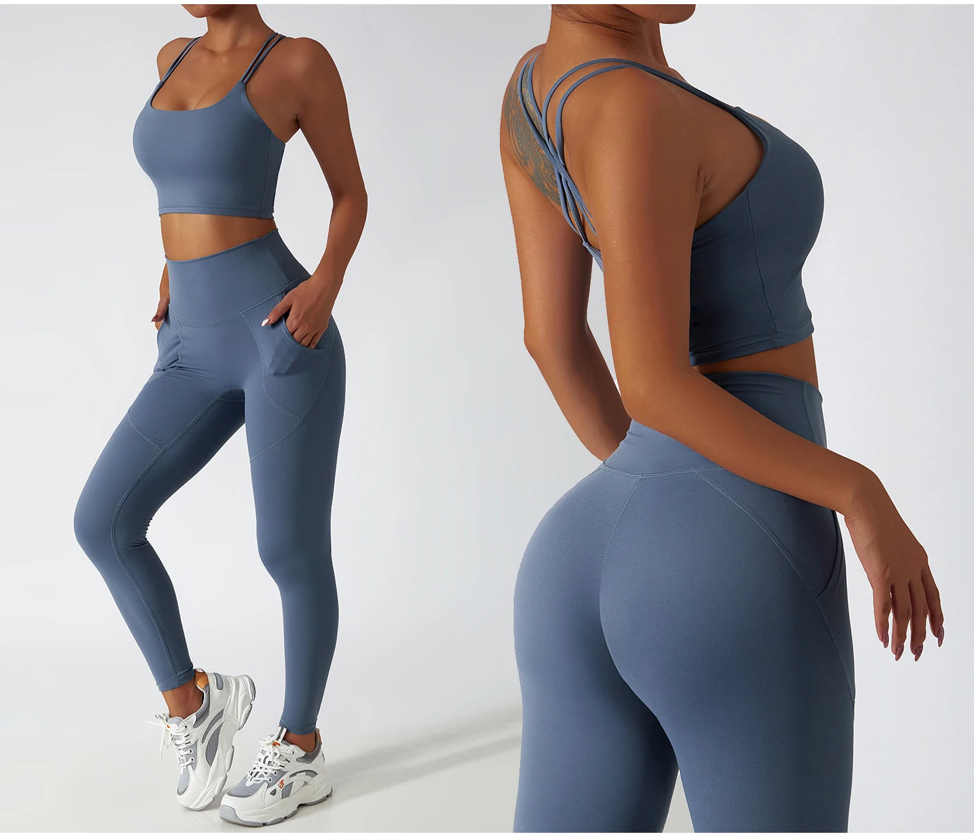 Custom Ecofriendly Recycled Yoga Shorts Set Activewear High Elastic Sports Bra Butt Lift