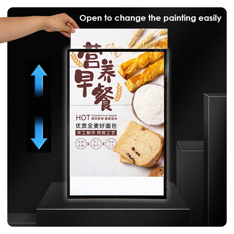 Foska Office Good Quality Mobile LED Poster Frame Led Display 50x70cm Advertising Board