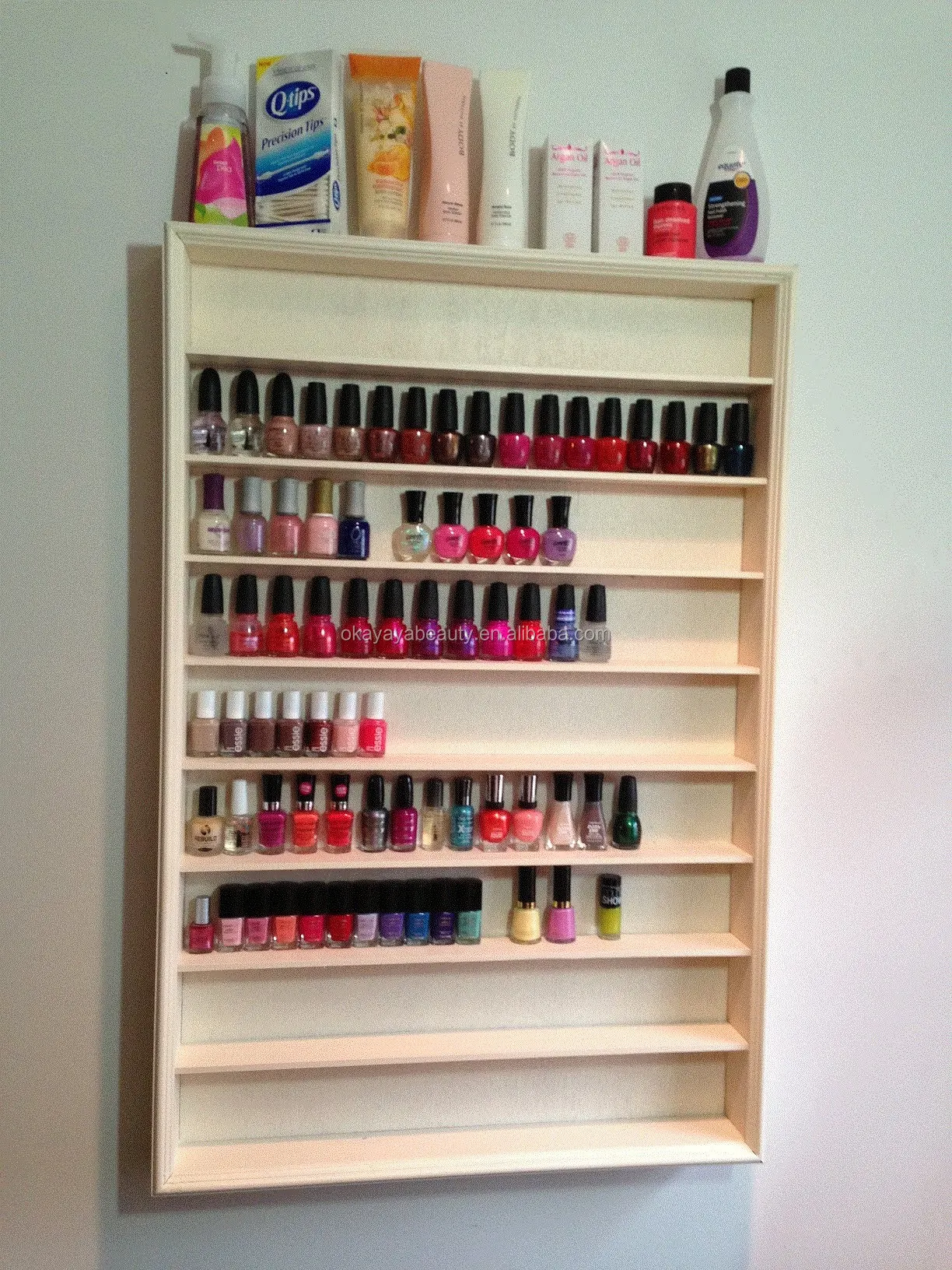 Beauty Salon Hot Sales Wooden Nail Polish Cabinet Display Shelf Nail Shelf