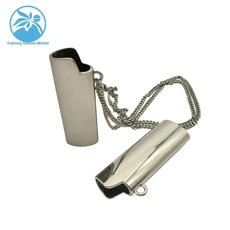Wholesale Metal Lighter Case Custom logo Necklace Pendant Chain J3 J5 J6  cigarette case with lighter metal bic lighter case From m.