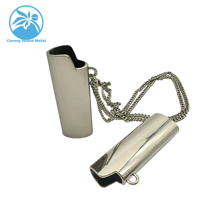 Wholesale Metal Lighter Case Custom logo Necklace Pendant Chain J3