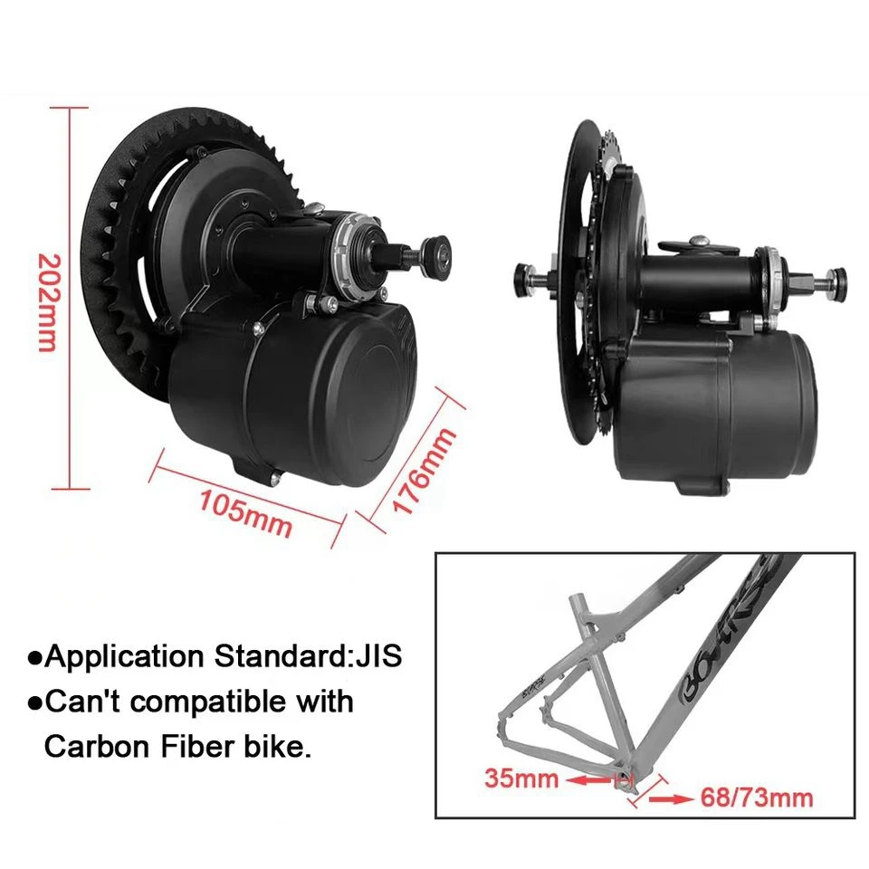 TSDZ2 TSDZ2b Mid Motor Kit Electric Bike Tongsheng Mid Motor Kit 250w 350w  500w 36v 48v With XH18 Display