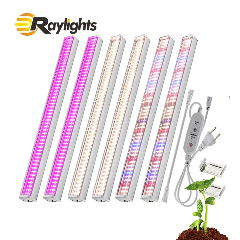 T12 Full Spectrum LED Grow Tube Light 4000K IP65 Waterproof Bar Phyto Lamp Timer for Greenhouse Plants Veg Flowers