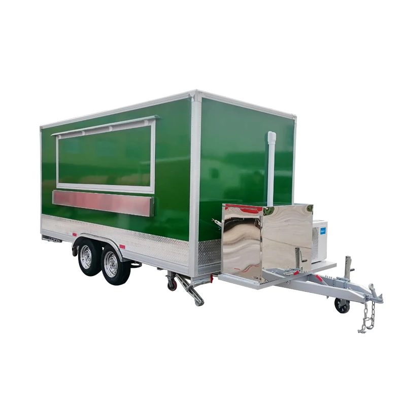 SL-6Z testreszabott zöld mobil Fast Food Square Trailer Food truck USA szabványhoz