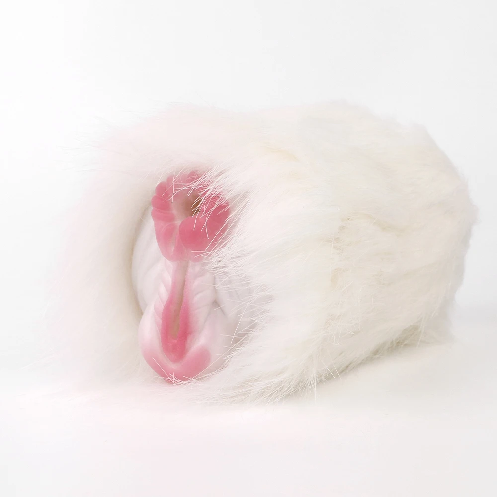 GEEBA Soft Masturbation Cup Double Hole Silicone Male Adult Sex Toy Wholesale Fantasy Little Red Hare Plush Monster Pussy Pocket