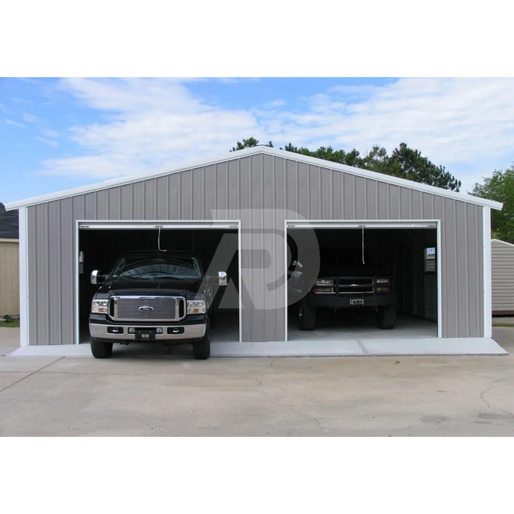 Modern Design Flat Roof Steel Structure Garage Building Construction