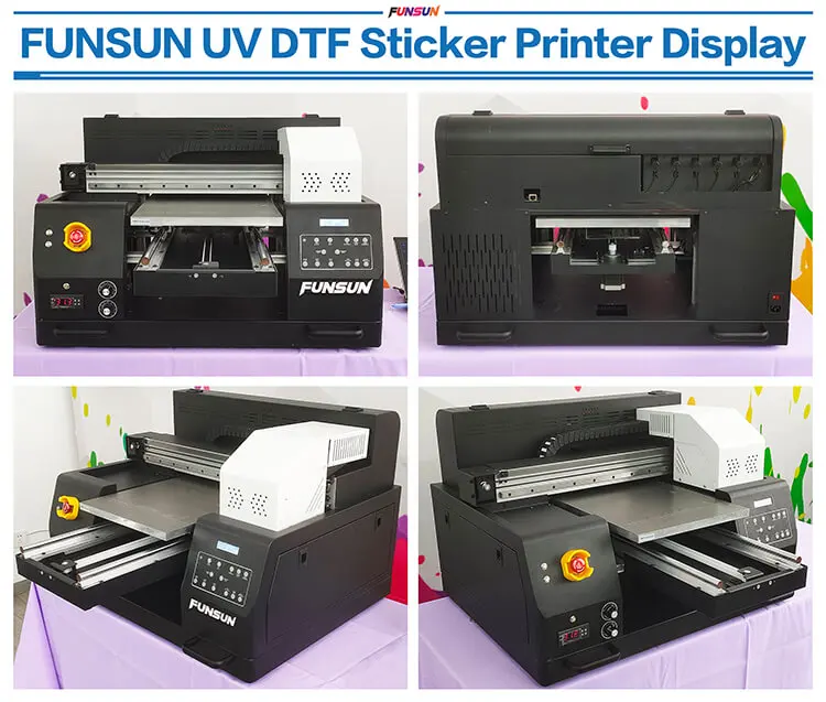 Funsun A3 Direct to AB Film Pen Phone Case Bottle Mug Golf PVC Card UV DTF PET Film Printer with Vacuum Platform 2 XP600 Heads