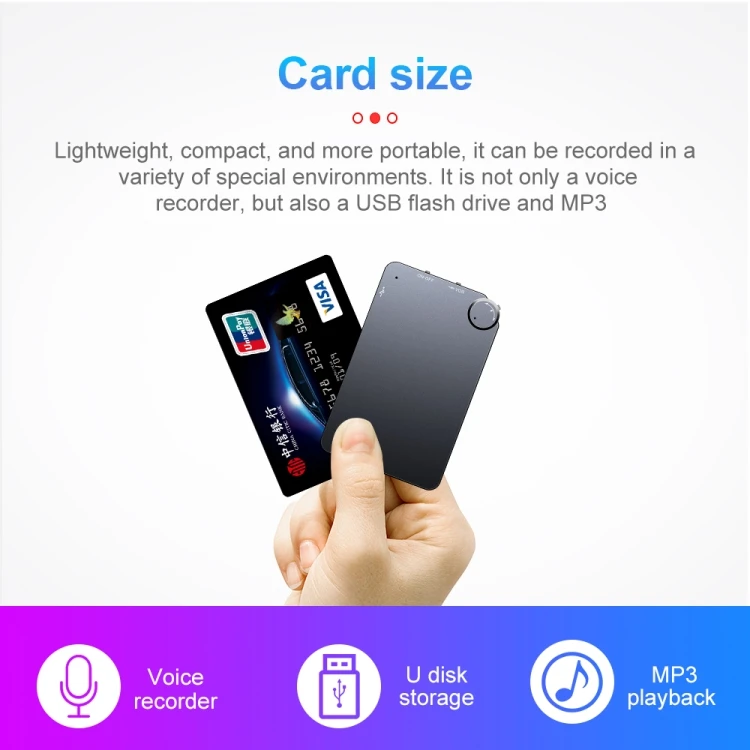 Super slim Digital Mini Audio Sound Recorder k2 8GB Professional Voice Record Small Voice Recording Devices