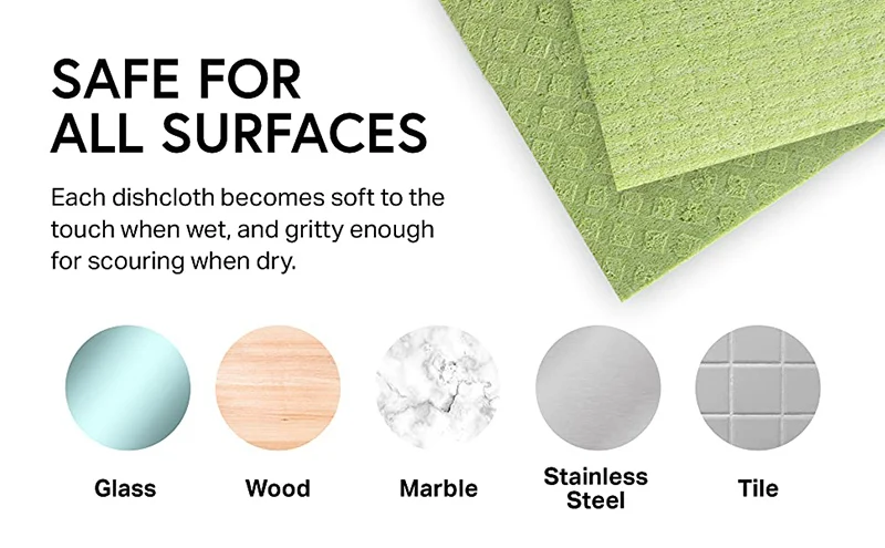 Custom Printed Reusable Kitchen Absorbent Dishcloth German Wood Pulp Cotton Eco-Friendly Extra Durable Cleaning Dishcloth