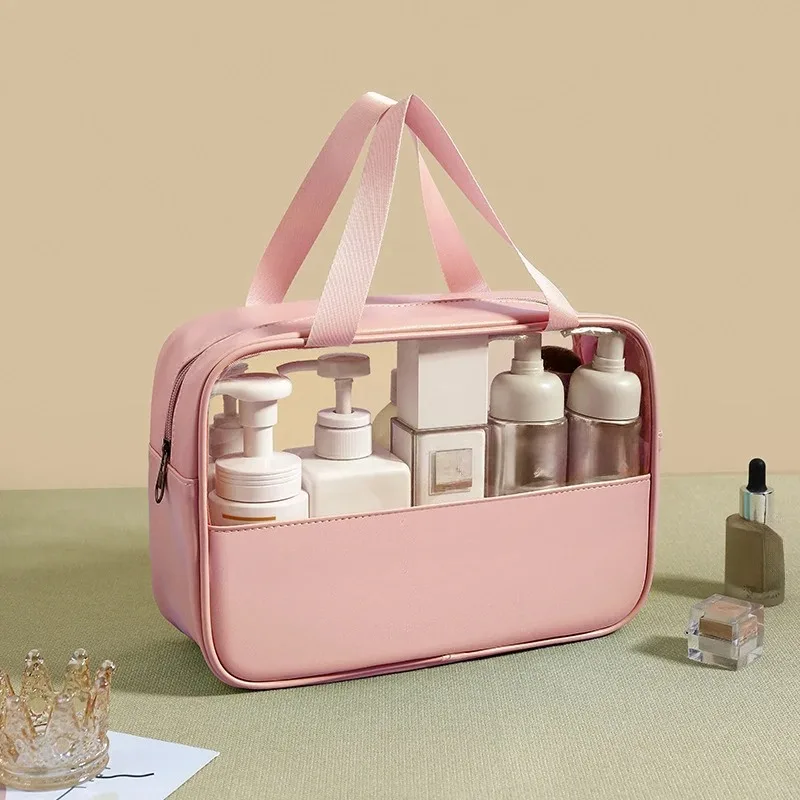Custom Logo Clear Pvc Travel Wash Toiletry Bag Waterproof Plastic Cosmetic Makeup Bag for Bathroom
