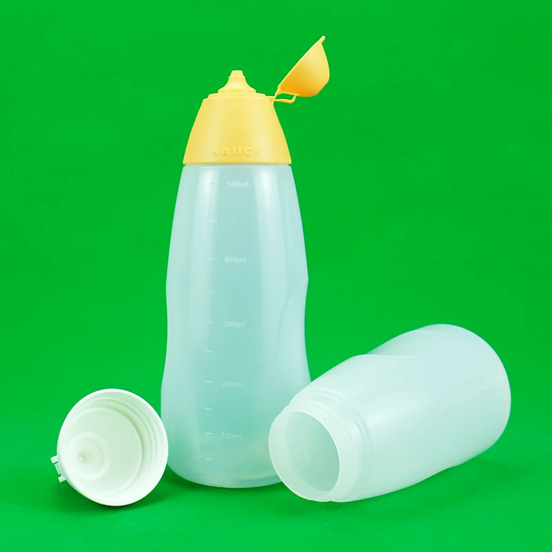 Customizable 330ml 500ml Eco-Friendly Recycled Plastic Kitchen Squeeze Bottle Screw Cap Condiment Dispenser Ketchup Packaging