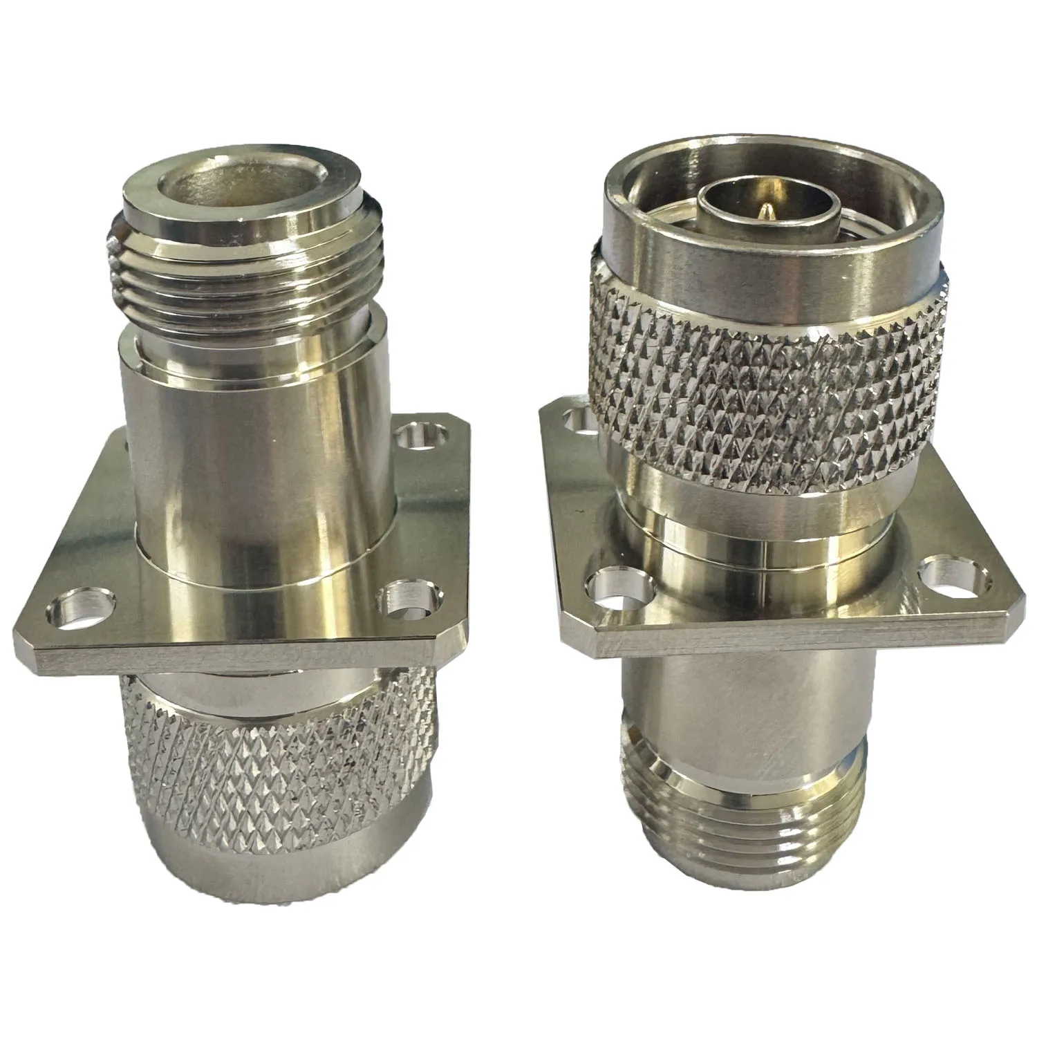 Hot Sale N-JKF Adapter Copper Nickel Plating N Female to N Male Flange Connector Adapter