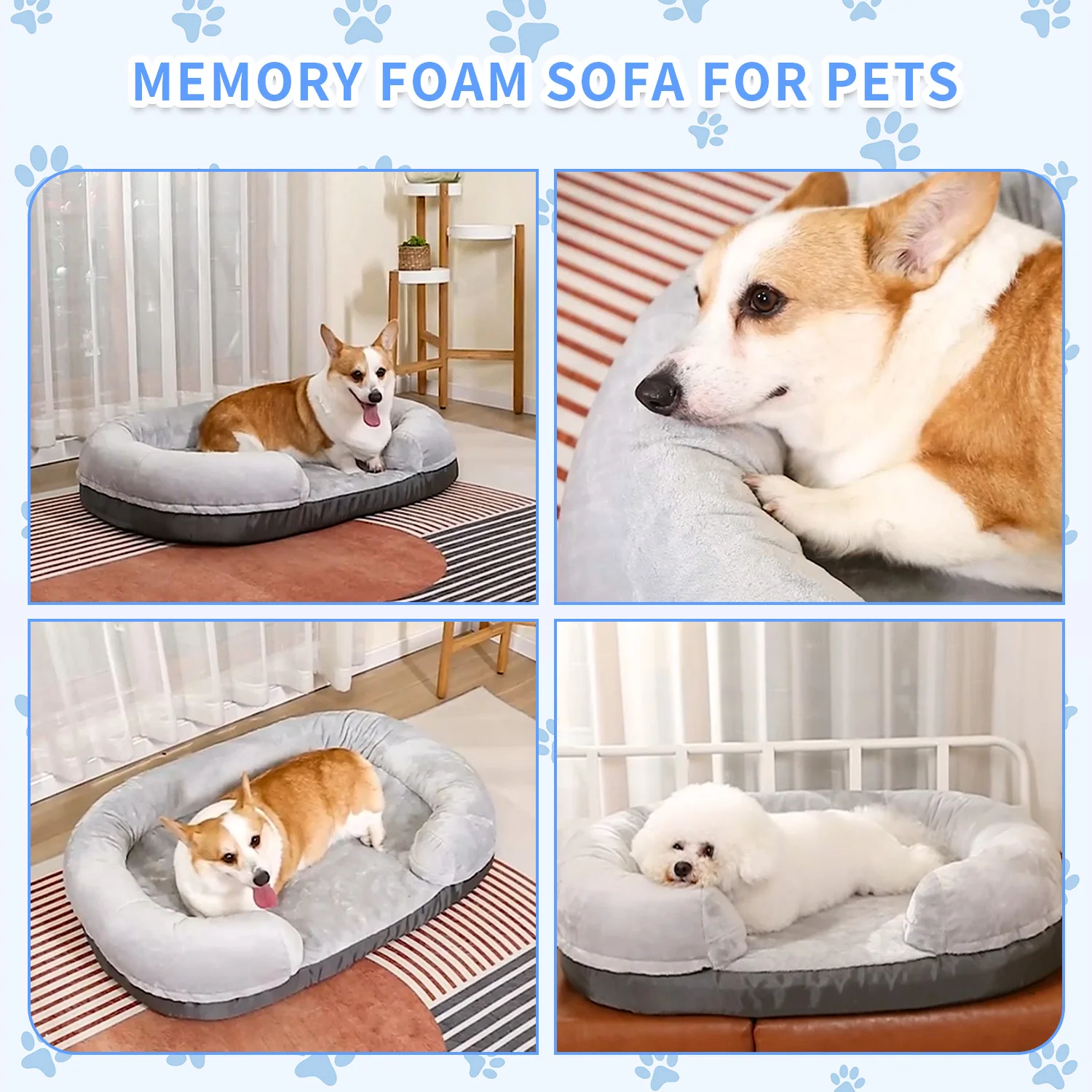 Hot Selling heavy duty extra large soft faux fur xl xxl orthopedic egg crate memory foam pet dog sofa bed with sides details