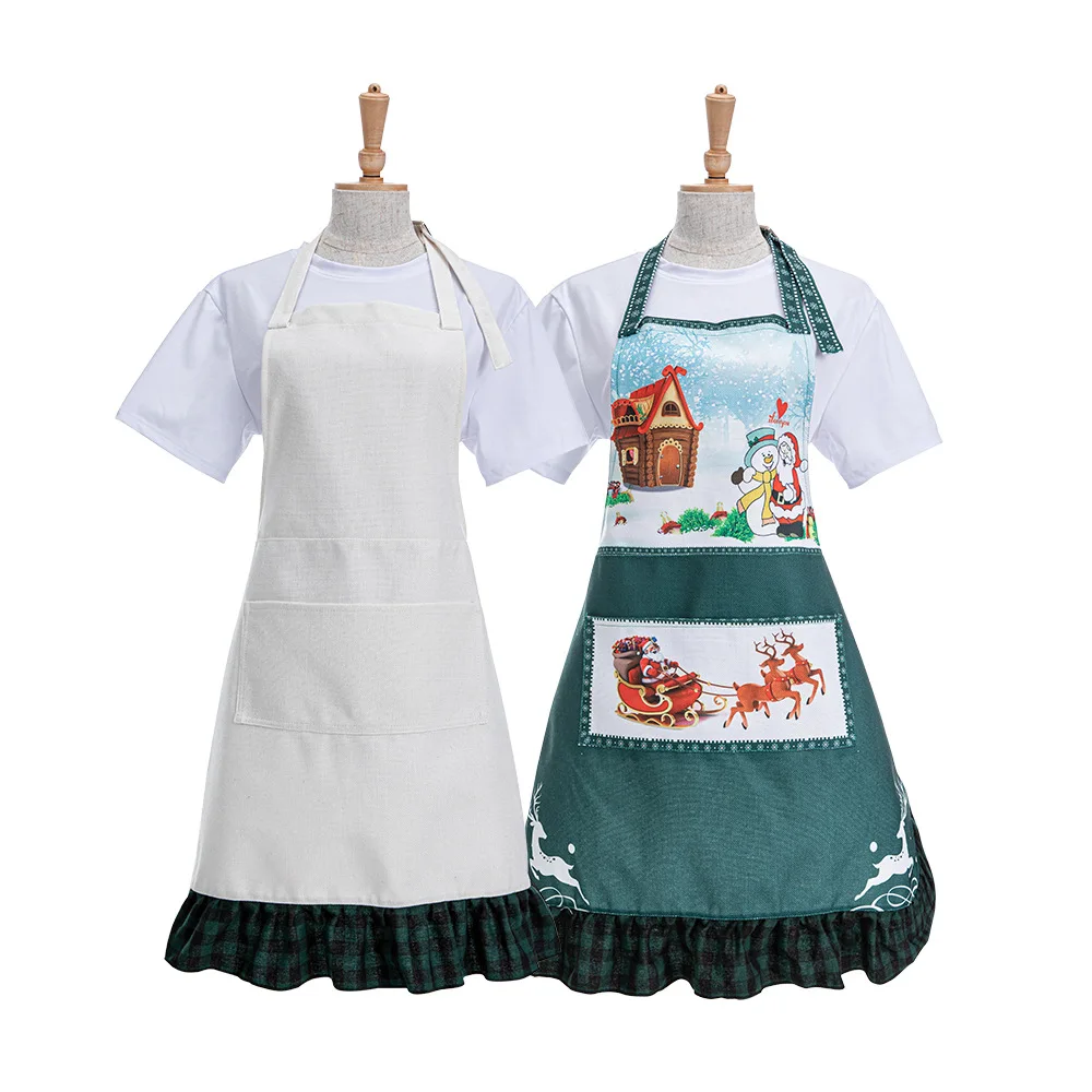 Sublimation Bib Apron Blank Kitchen Aprons With Pockets White Cooking