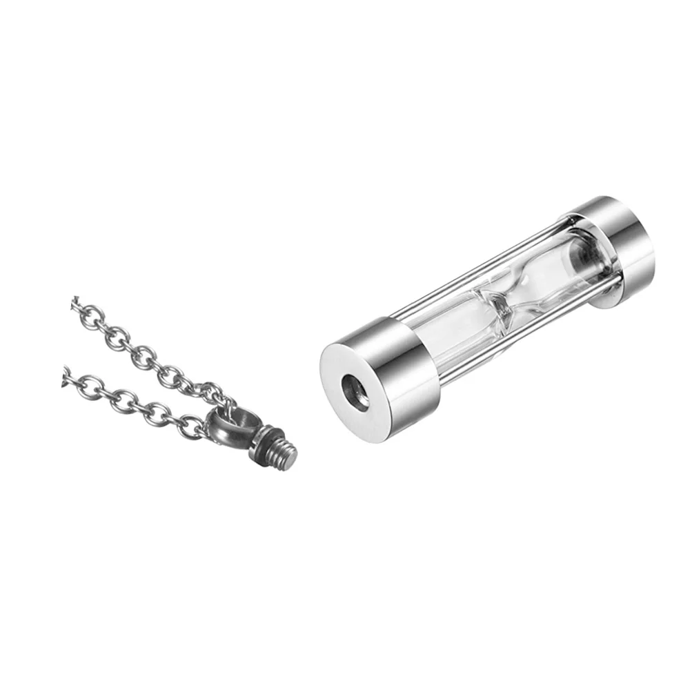 Stainless Steel Hourglass Urns Ash Pendant Jewelry Sandglass Keepsake Hold Memory Necklace  Cylinder Necklace for Men Women Pet