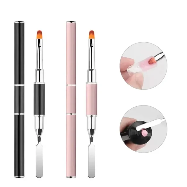 Luxury 2 in 1 New Design Gel Nail Brush and Spatula Tool Nylon Material for Acrylic Nails Extension Gel New Gel Brush & Picker