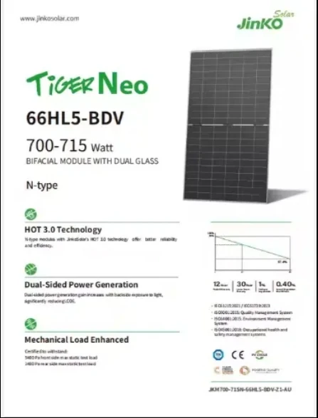 Jinko Bifacial 66HL5-BDV 710W - High Efficiency Solar Panels