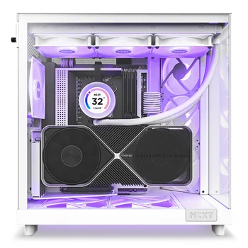 H6 Flow Rgb White Mid-tower Airflow Case With Rgb Fans Case Gaming ...