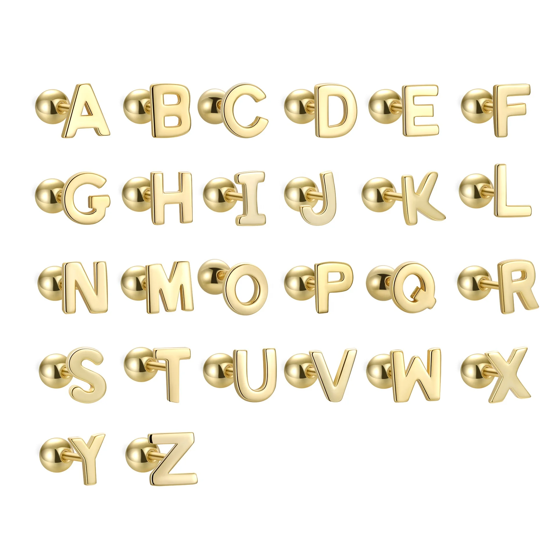 Orecchini A Perno In Argento 925 Con Lettera A-Z E Zirconia Cubica – Gioielli Personalizzati - 2