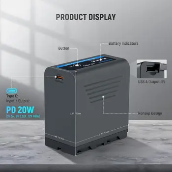 Neewer 10500mAh NP-F970 Replacement Battery, 4.8Hrs Full Charge Time, 20W PD Fast Charging USB C Cable, Rechargeable Camera detail image
