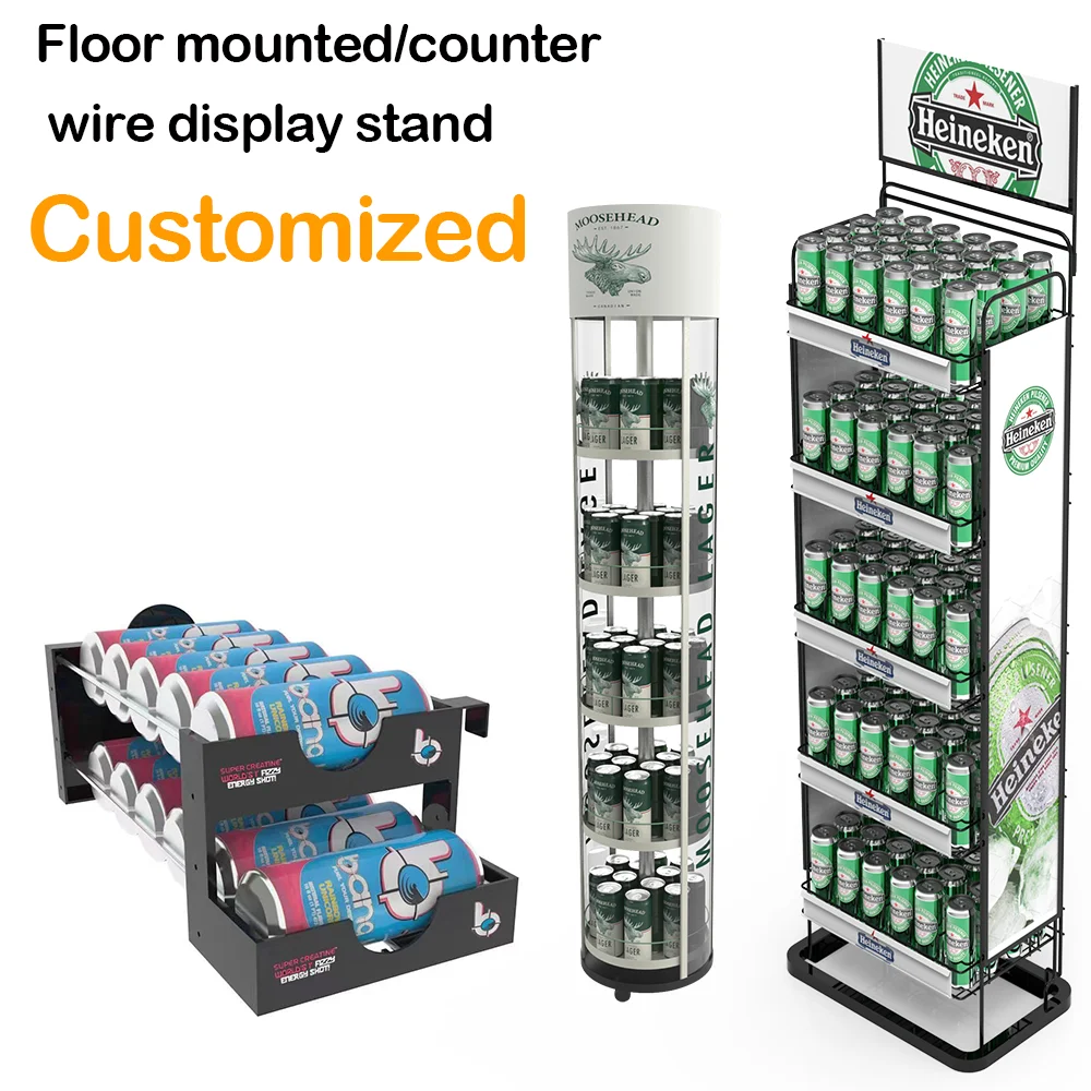 Bevis Customized Singlesided Metal Wire Display Shelf Beverage Beer