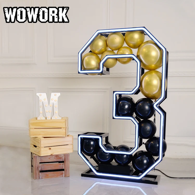 2025 WOWORK Fushun Customized Waterproof Party Hire Equipment Huge Backdrop Wedding Letter Alphabet Lights for Photo Booth Hire