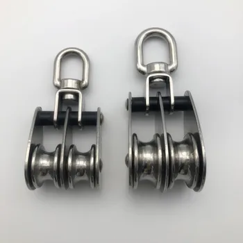 2 Carrucole In Acciaio Inox 304 Per Gru A Fune - M25, Ruota Di Rinvio Girevole 360° Per Sollevamento Pesi, Confezione Da 2 - 2