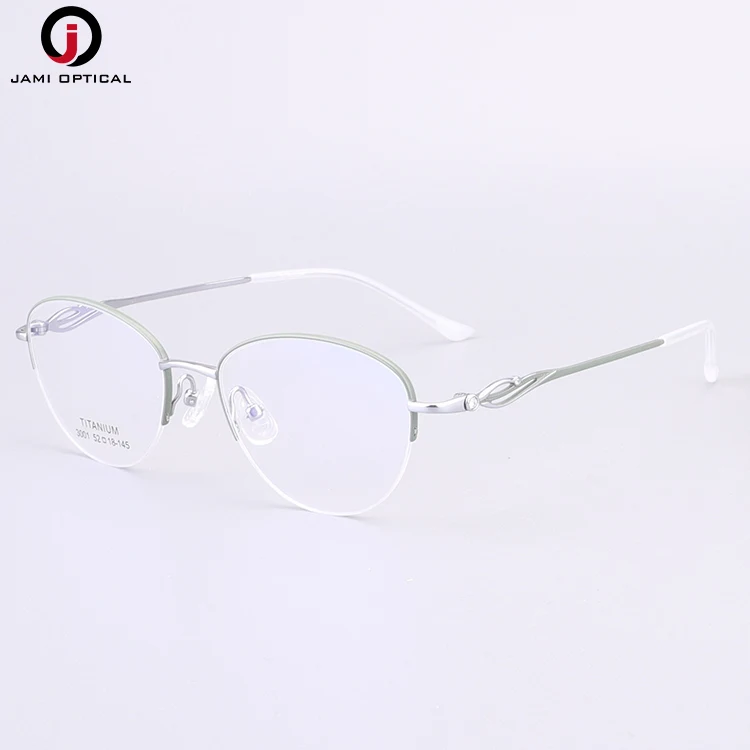Factory Wholesaler Pure Titanium Optical Frame Eyeglasses High Quality Half Glasses Women Titanium Glasses Frame