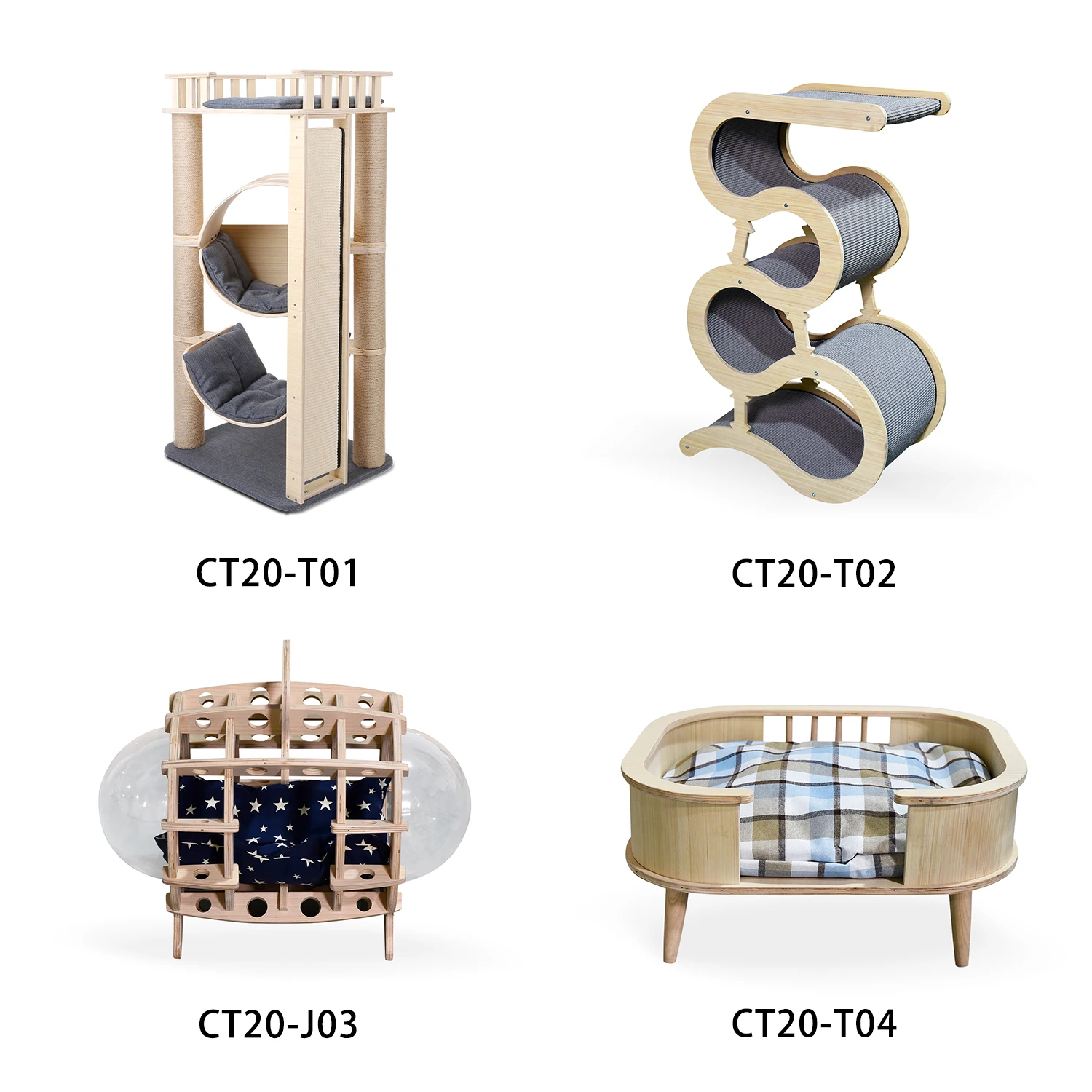 Minimalist Style Design Scratcher Tree Cat Furniture With Cozy Bed Cat Tree Tower Wood