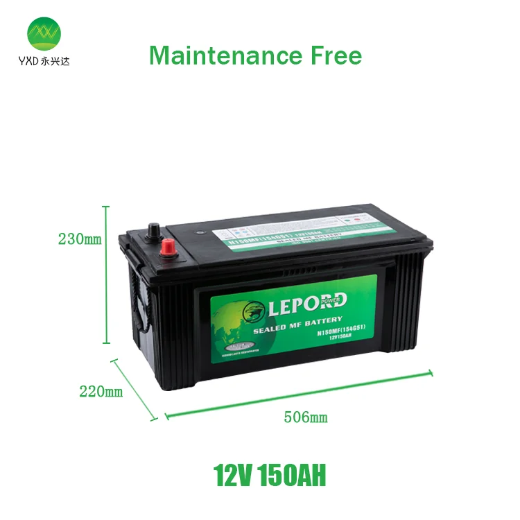 12 Volt N150 150AH Japan Lead Acid Maintenance Free Truck Battery