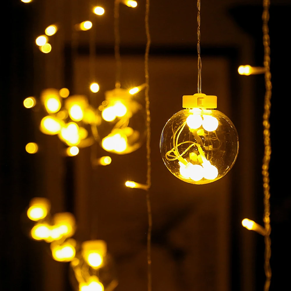 2022 Led Wishing Ball Curtain String Lights Fairy Garland Lights Window ...