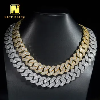 Luxury 18k gold plated men cuban link chains iced out 4 rows hip hop jewelry necklace 20mm cubic zirconia cuban chain&bracelet