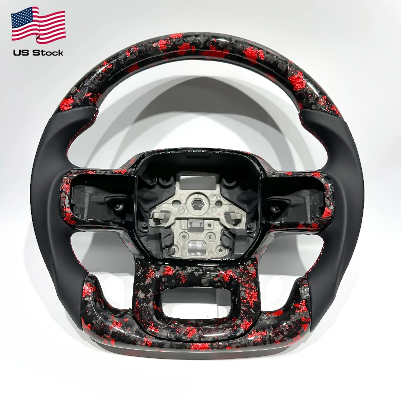 Forged Carbon & Leather Steering Wheel for Ford F-150 / Raptor – Red Accents