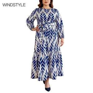 Lady's Large Size Printed Casual Knee-Length Summer Party Breathable Fabric Elegant Floor-Length Banquet OEM Service Available