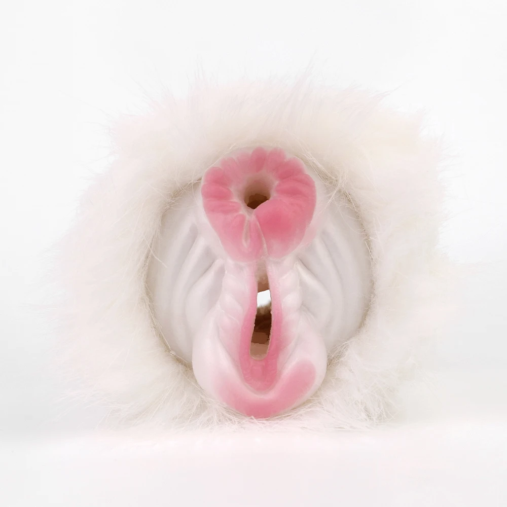 GEEBA Soft Masturbation Cup Double Hole Silicone Male Adult Sex Toy Wholesale Fantasy Little Red Hare Plush Monster Pussy Pocket