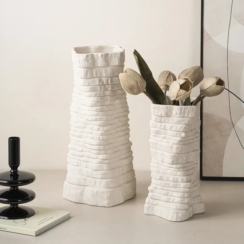 Minimalist Modern Irregular Textured Matte Clay Ceramic Flower Vase Wholesale Custom Buy