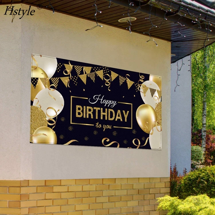 Banner Sfondo Per 75° Compleanno – Extra Large 140x120 Cm, Oro E Nero, In Tessuto Per Foto E Decorazioni - 2