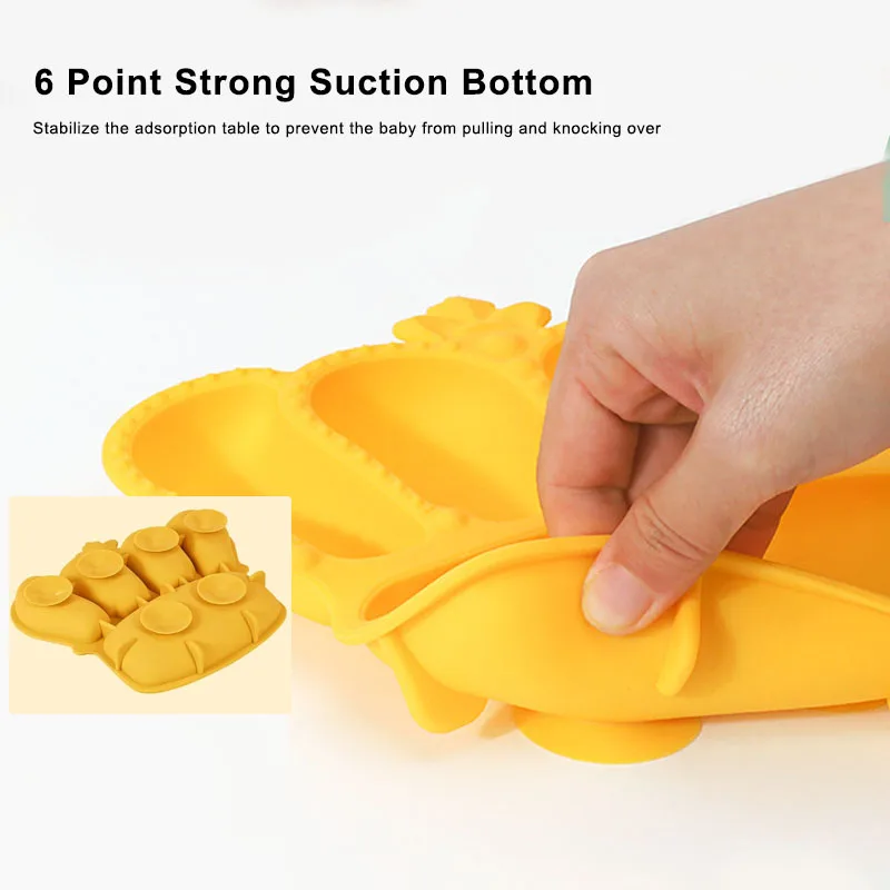 Large Crown Shape Silicone Plate Eco-Friendly Non-Toxic Colorful Infant Feeding Suction Plate Dining for Babies Kids
