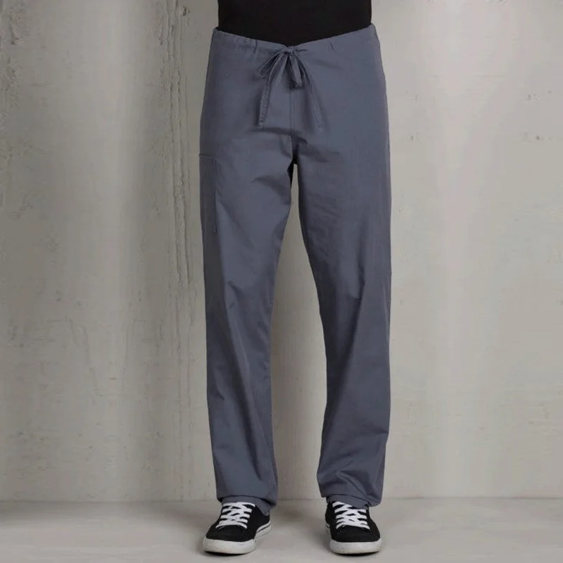 Men's Housekeeping Drawstring Straight Leg Work Trousers Cleaning Worker Medical Scrub Uniform Working Cargo Pants