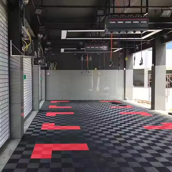 Interlocking Plastic Garage Floor Tiles with Vented Drainage | Heavy-Duty PP Grate Panels for Car Wash & Parking Areas
