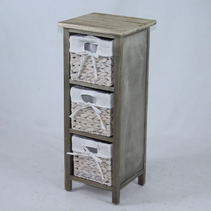 Wicker Storage Wooden UK Grey Shabby Chic Bedside Unit Tables Drawers Cabinet 