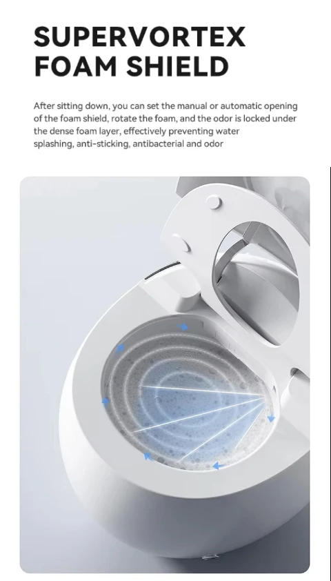 Modern Bathroom Sanitary Ware One Piece Intelligent Wc Toilet Bowl Egg Shape Automatic Round Smart Toilet