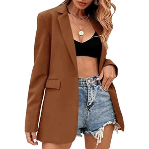 Women's 2023 Autumn And Winter New Casual Slim Solid Color Lapel Fashionable With Polyester Lining