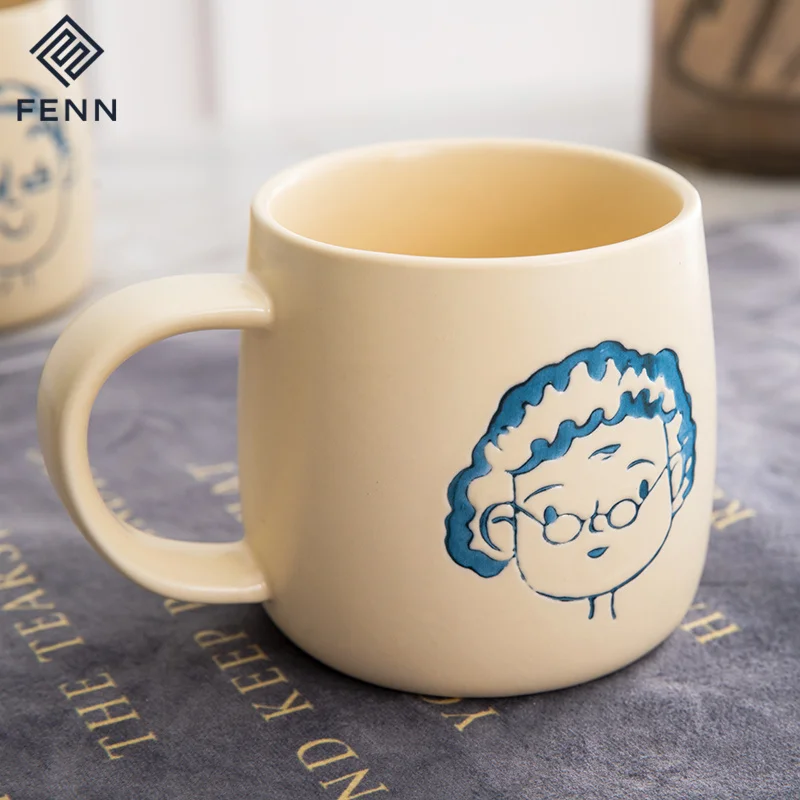 product fenn creative hand painted household ceramic water cup coffee mug customized mug for logo portrayal head portraits gift mug-57